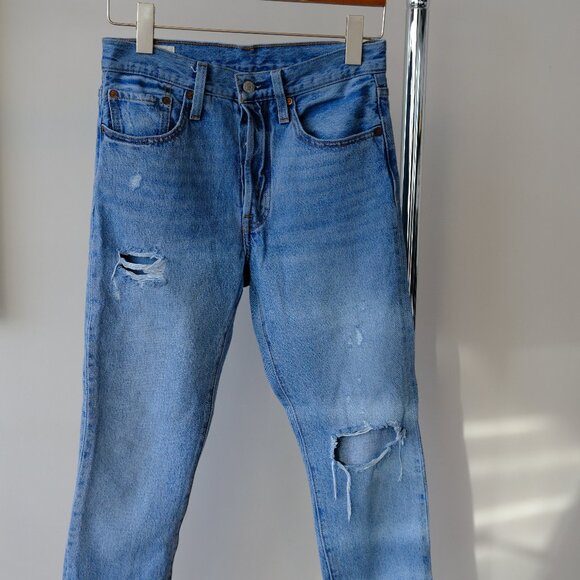 Levi's 501 Filiforme Skinny Jeans with Rips - Picture 1 of 7